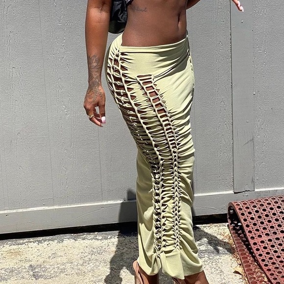 Skirt weave BLACK skirt sexy womens cutout - Picture 3 of 5